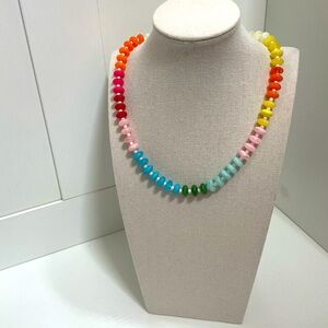 Anthropologie Inspired Glass Stone Bead Multicolor Beaded Necklace